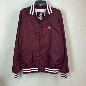 Vtg Dr Pepper Bomber Jacket Sz XXL King Louis Profit Snap Button Front Maroon Va